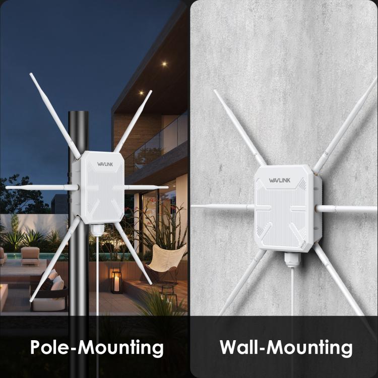 WAVLINK WN588HX3 AX3000 Outdoor WiFi Extender with 6 Antennas Dual Band WiFi Repeater, US Plug, UK Plug, EU Plug, AU Plug WAVLINK WN588HX3 AX3000 Outdoor WiFi Extender with 6 Antennas Dual Band WiFi Repeater, US Plug, UK Plug, EU Plug, AU Plug